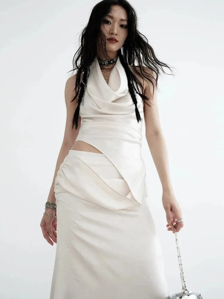 Two piece draped vest long skirt【s0000008520】