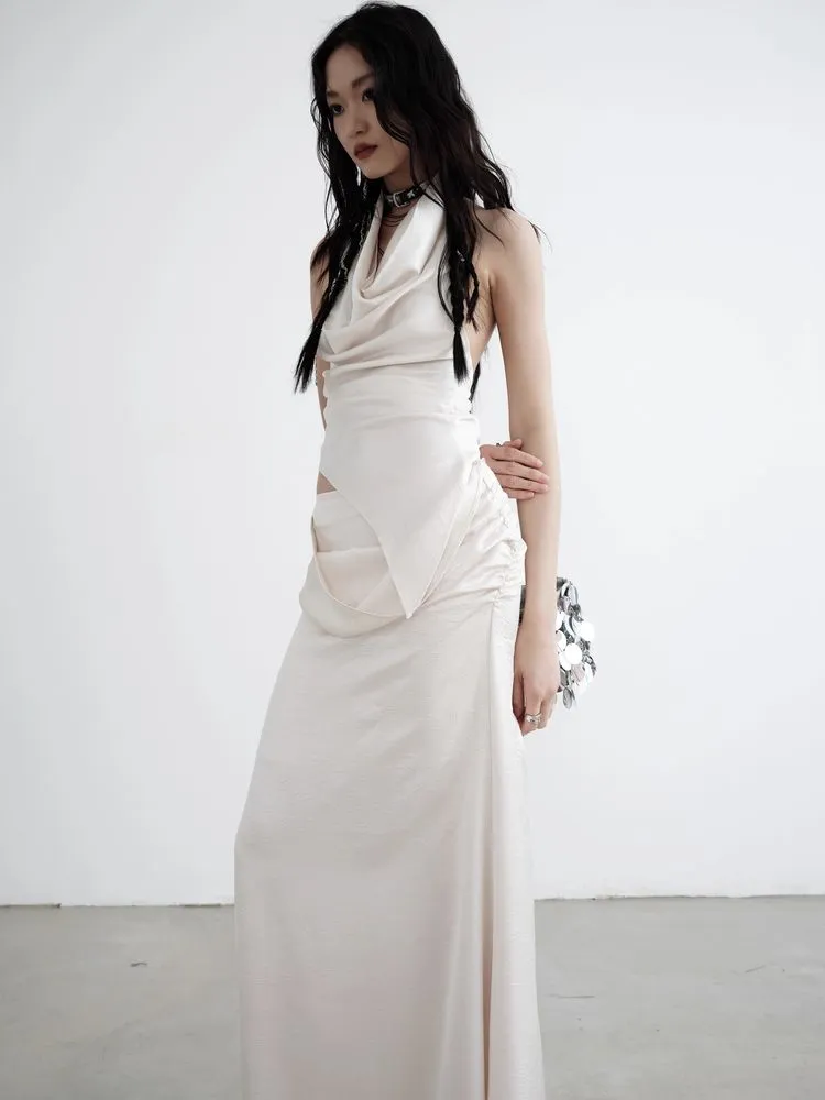 Two piece draped vest long skirt【s0000008520】