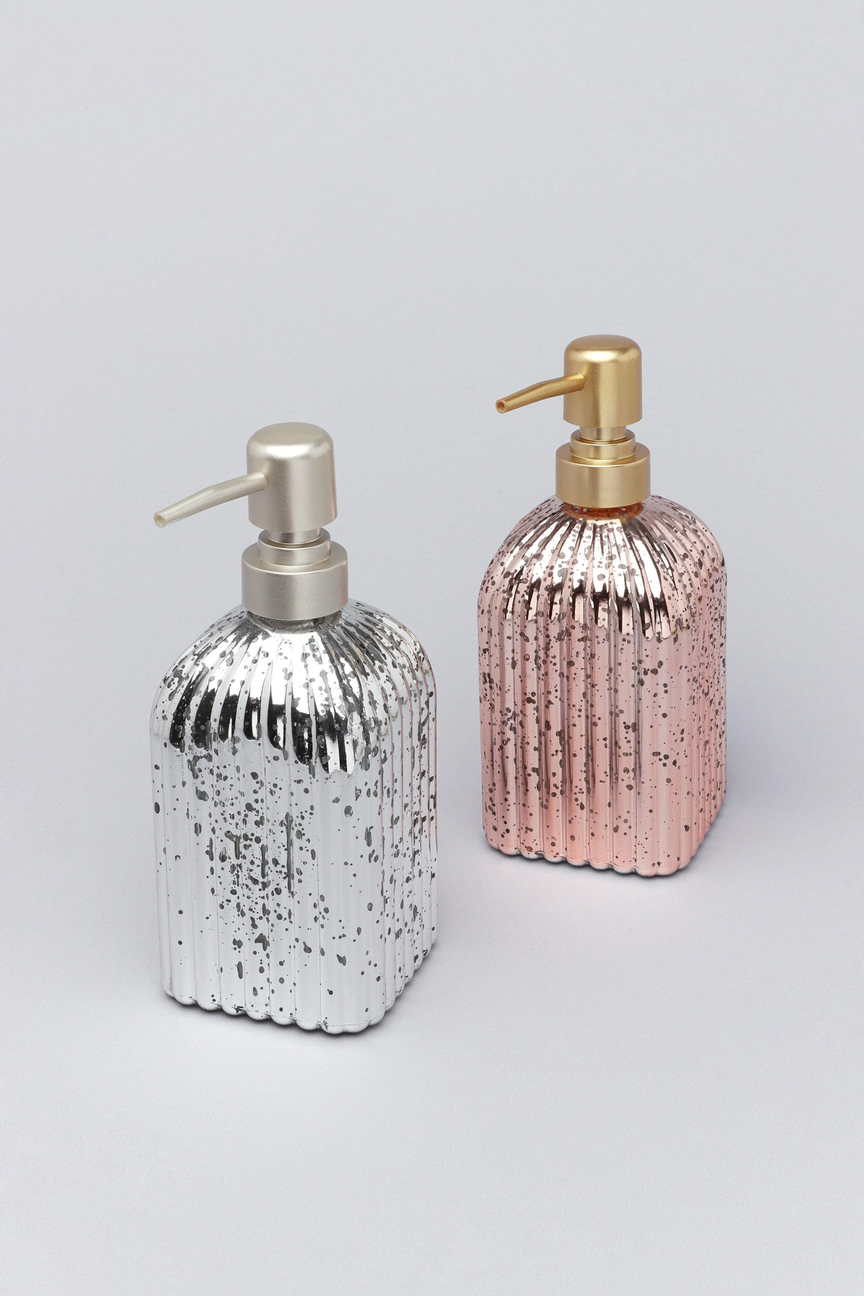 Two Piece Paris Silver or Rose Gold Mercury Glass Bathroom Set