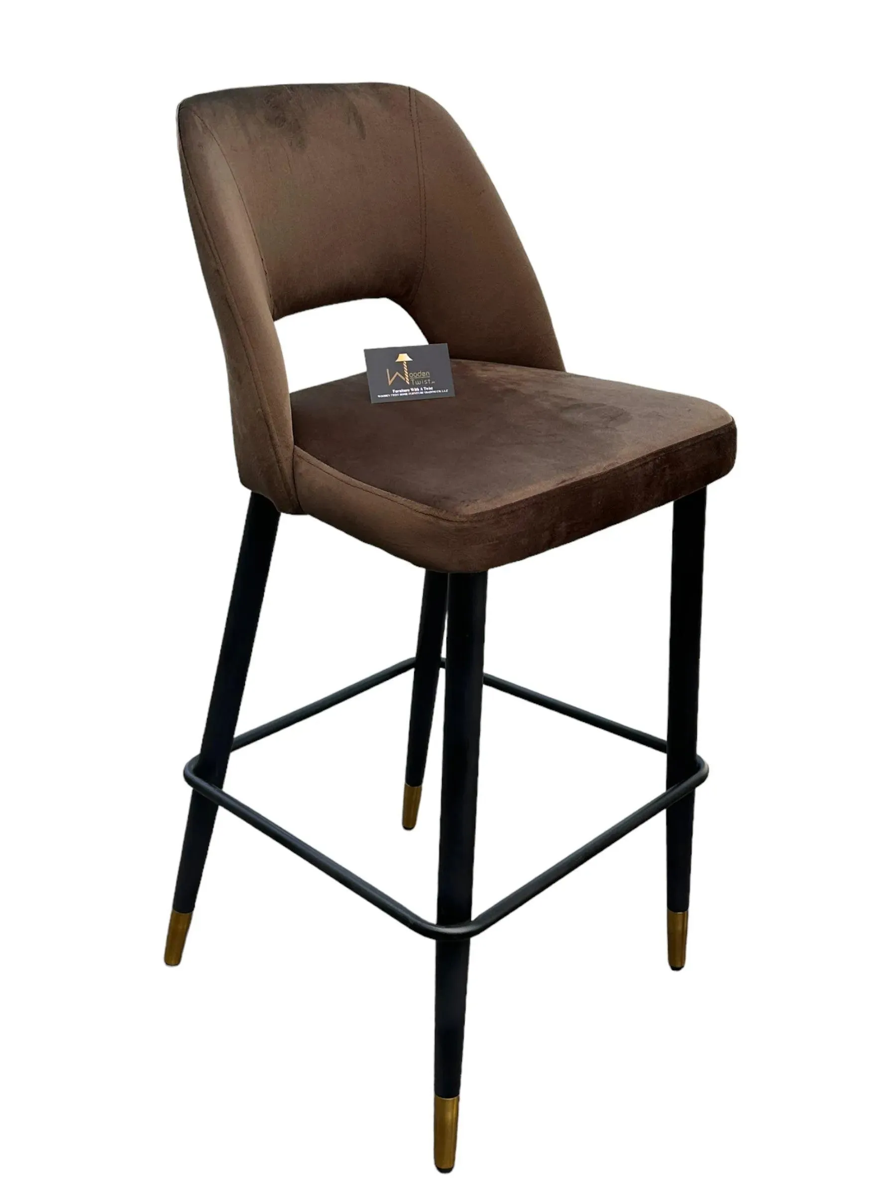 Wooden Twist Disc High Longer Metal Bar Stool Kitchen Counter Armless Bar Chair