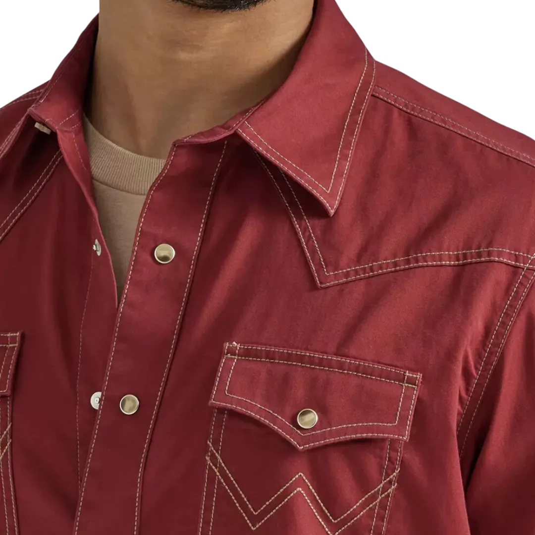 Wrangler Men's Solid Retro Premium Red Shirt